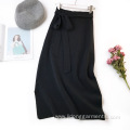 Women Knitted Skirt with Belt Girl Casual Dress